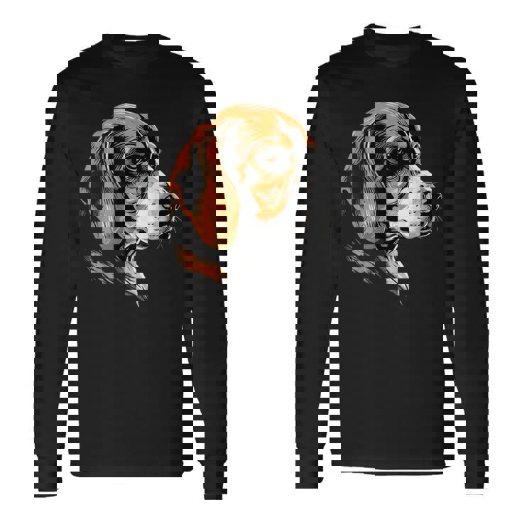 ビーグル子犬ビーグル狩猟犬かわいい犬イングリッシュビーグル 長袖Tシャツ