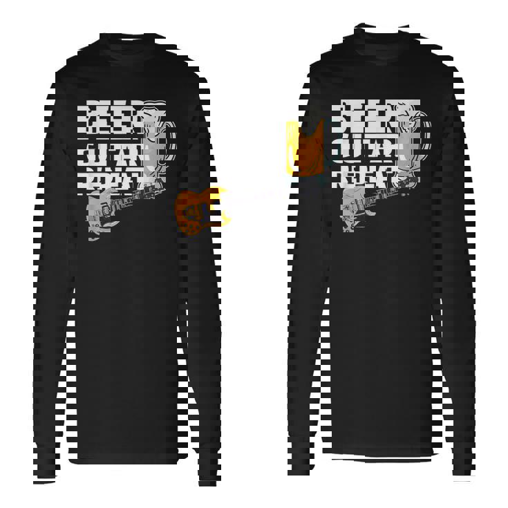ビール ギター リピート ギター ベース ロックンロール ギタリスト向け 長袖Tシャツ