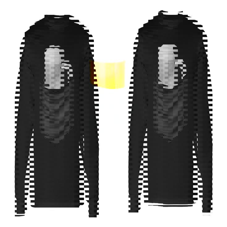 ビール 酒 面白いtシャツ 面白い ジョッキ ポケット 飲み おもしろ 飲み会 のんべえ メンズ ネタ 服 長袖Tシャツ