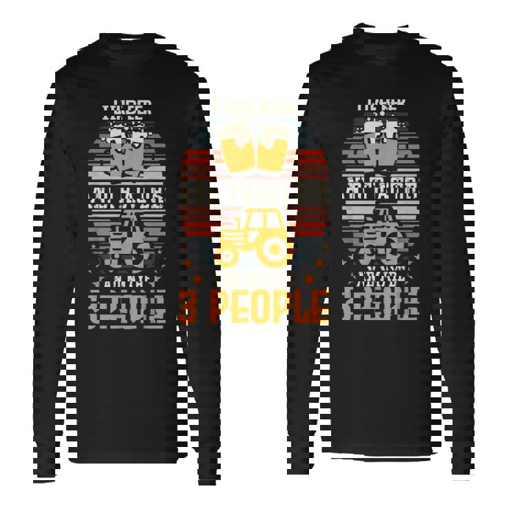 ビールとトラクターが好きで、たぶん3人で農作業をしています。 長袖Tシャツ