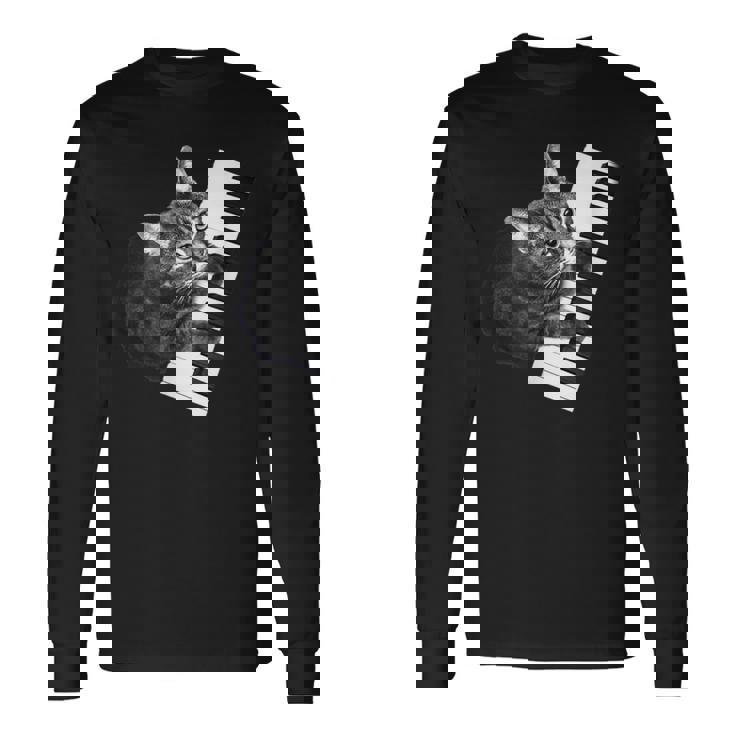 ピアノ 猫 長袖Tシャツ