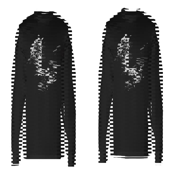 ピアノを弾く猫 ヴィンテージ ジャズ ミュージシャン ピアニスト 長袖Tシャツ