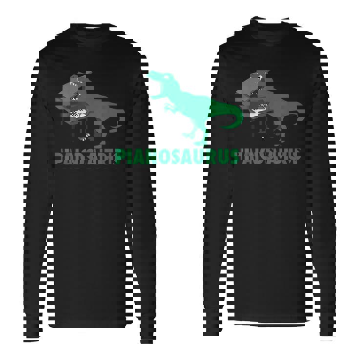 ピアノサウルス ピアノ 恐竜 パーカッション音楽 面白いギフト 長袖Tシャツ