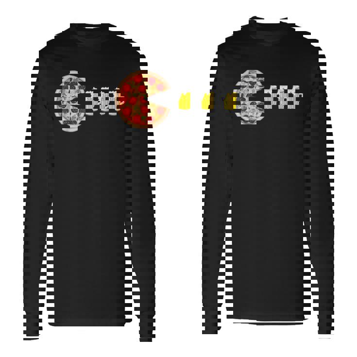 ピザとビール 楽しいピザ ナイトゲーマー ピザ 長袖Tシャツ