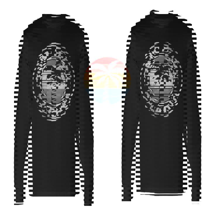 ピズモビーチ カリフォルニア サンセット ヤシの木 ビーチ レトロ 長袖Tシャツ