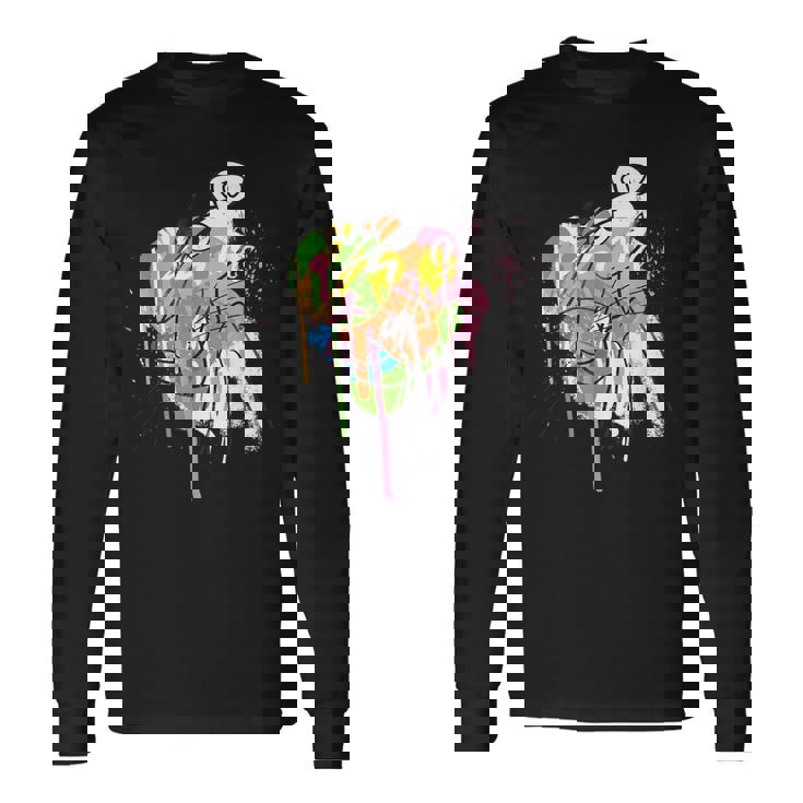 ピンクパンサー グラフィティ ブラック ラインアート 長袖Tシャツ