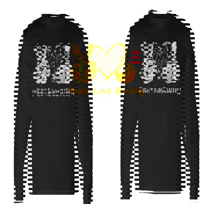 ピース・ラブ・ボウリング 長袖Tシャツ
