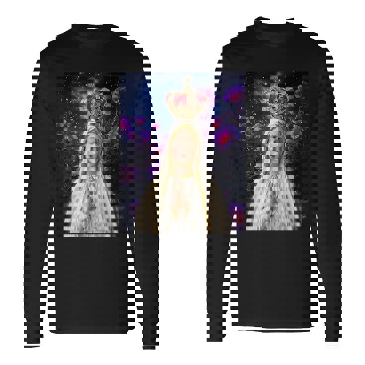 ファティマの聖母、聖母マリア、聖母、聖マリア 長袖Tシャツ