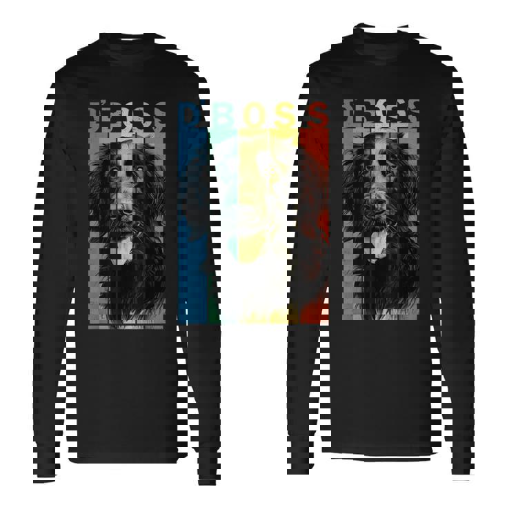 ファニーフラットコーテッドレトリバーボスママダッドドッグラバー 長袖Tシャツ