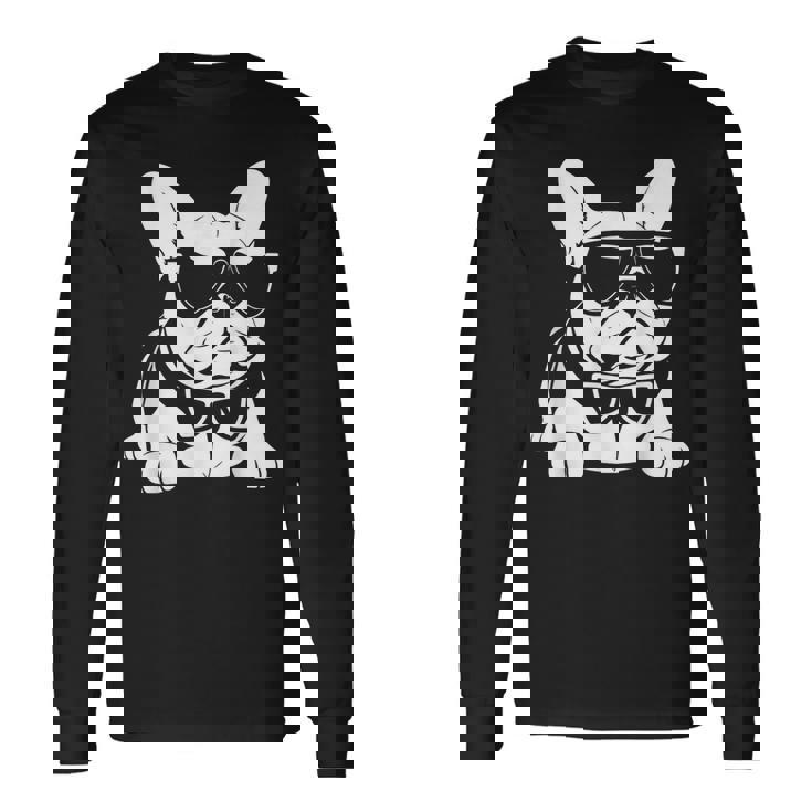 ファニーフレンチブルドッグ サングラス付き フレンチブルドッグ 長袖Tシャツ