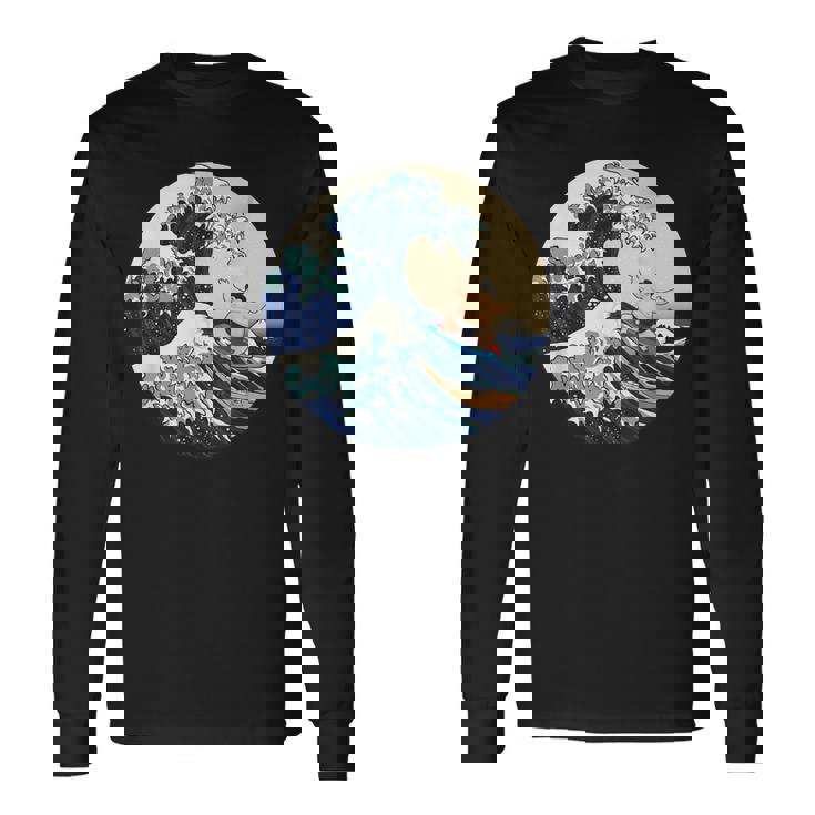 ファンシー 神奈川 大波 相撲 サーフィン パロディ 長袖Tシャツ