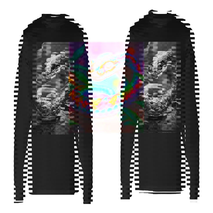 ファンタジー かわいい 鮮やかな蛇の葉 長袖Tシャツ ギフトのアイデア