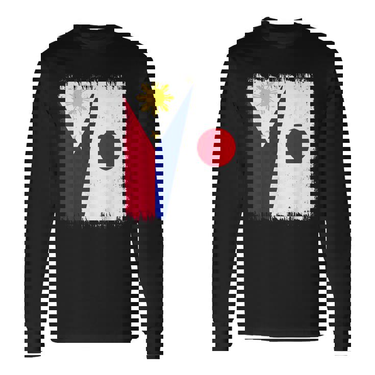 フィリピン 日本 ハーフフラッグ ウェア フィリピン ジャパニーズルーツ 長袖Tシャツ