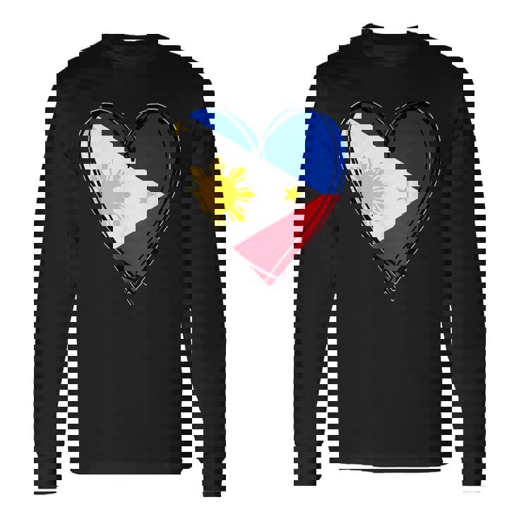 フィリピン独立記念日 I Love Philippines 国旗 ハート 長袖Tシャツ