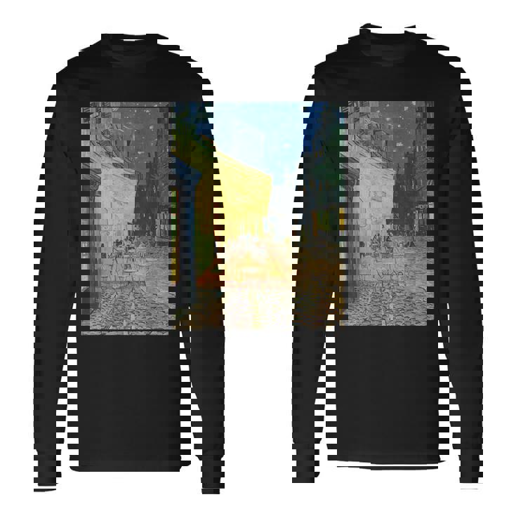 フィンセントファンゴッホの夜のカフェテラス 長袖Tシャツ