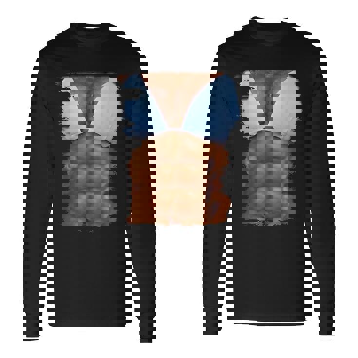 フェイク アブス ファニービキニ ボディマッスル 6パック 3D 長袖Tシャツ