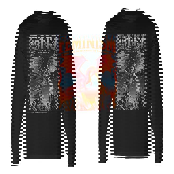 フェミニズム ドラゴン 家父長制を地面に燃やす フェミニスト 長袖Tシャツ