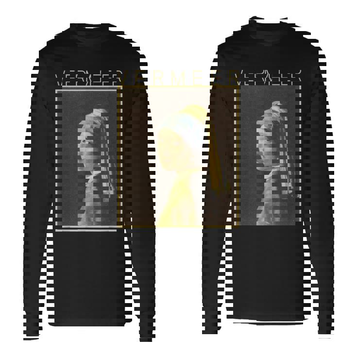 フェルメール 真珠の耳飾りの少女 面白いtシャツ 絵画 アート メンズ 面白い 服 美術 グッズ 油彩画 長袖Tシャツ