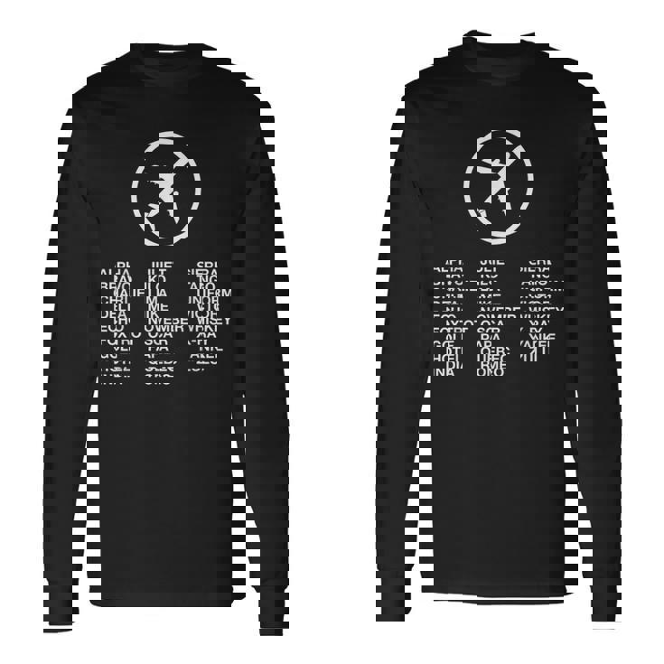 フォネティックコード飛行機パイロット 長袖Tシャツ