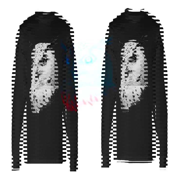 フクロウの傑作 雪フクロウ 鳥アート 動物 雪フクロウ 長袖Tシャツ