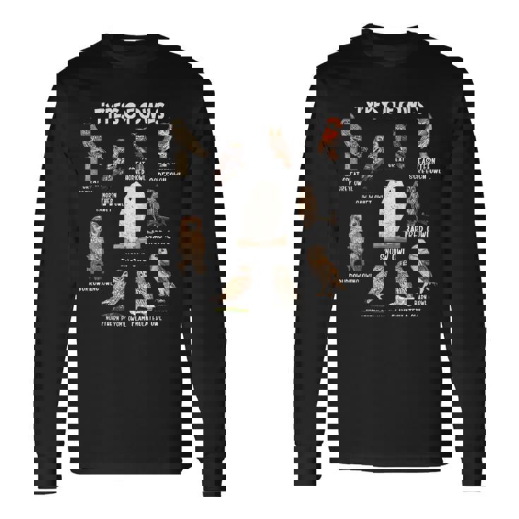 フクロウの種類 教育コレクション かわいいフクロウ愛好家 面白い 長袖Tシャツ