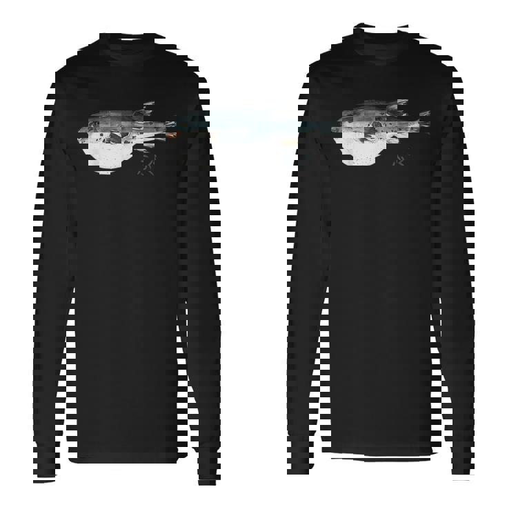 フグ 漁師デザイン 海洋愛好家向け 長袖Tシャツ