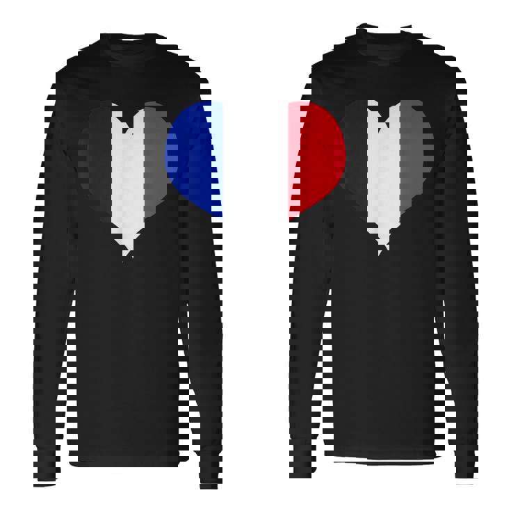 フランス国旗ラブハートフランス国旗 長袖Tシャツ