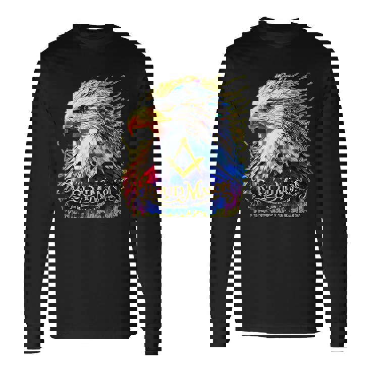 フリーメイソンs&C「マイティカラーイーグル」と書かれたフリーメイソンのシンボル。 長袖Tシャツ
