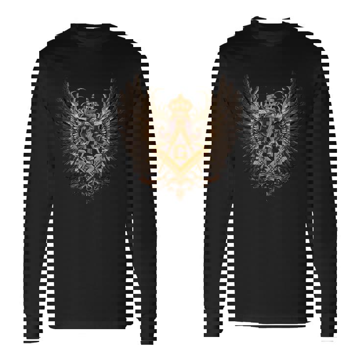 フリーメイソンのシンボル「強大な翼が広がる」、フリーメーソンの強さ。 長袖Tシャツ