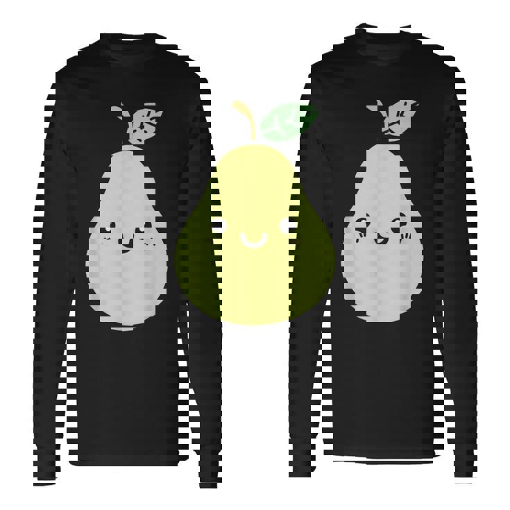 フルーツ 梨 小さなミニマリストのシンプルな梨 長袖Tシャツ