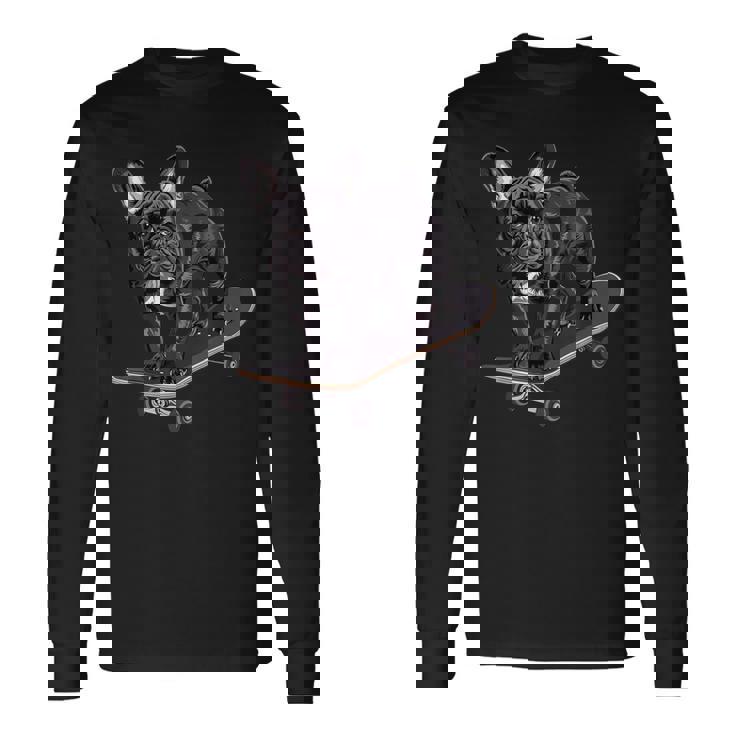 フレンチブルドッグ スケートボード 長袖Tシャツ