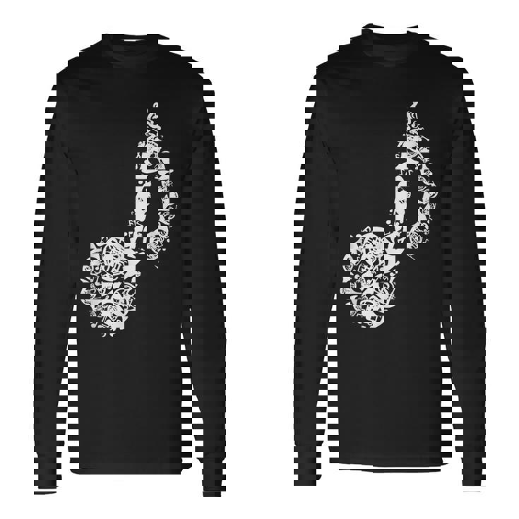 フレンチホルンのドローイング 長袖Tシャツ