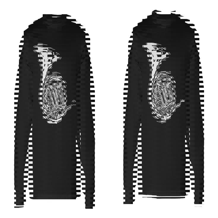 フレンチホルン製図コンサートバンドホルニスト 長袖Tシャツ