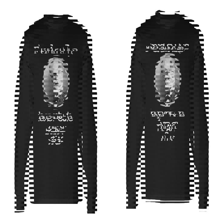 フロイトのスリップは私たちの胸に起こる-面白い心理学 長袖Tシャツ