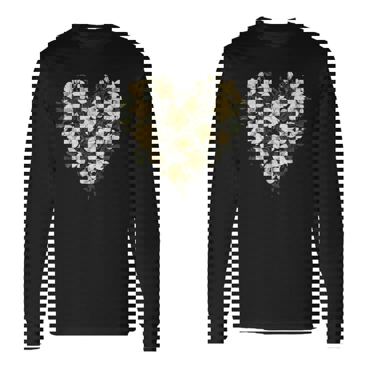 フローラル ジャスミン フラワーガール ハート バレンタインデー 植物 ママ 長袖Tシャツ