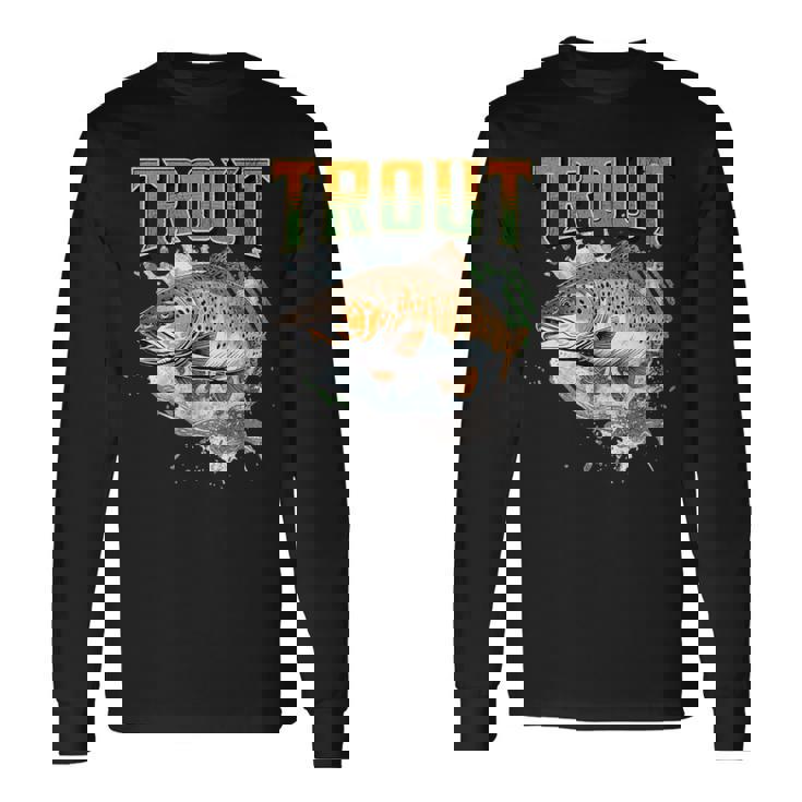 ブラウントラウト 釣り アウトドア 自然愛好家 淡水魚 長袖Tシャツ