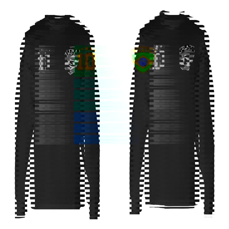 ブラジル サッカーファン ジャージ ブラジル国旗 フットボール愛好家 長袖Tシャツ