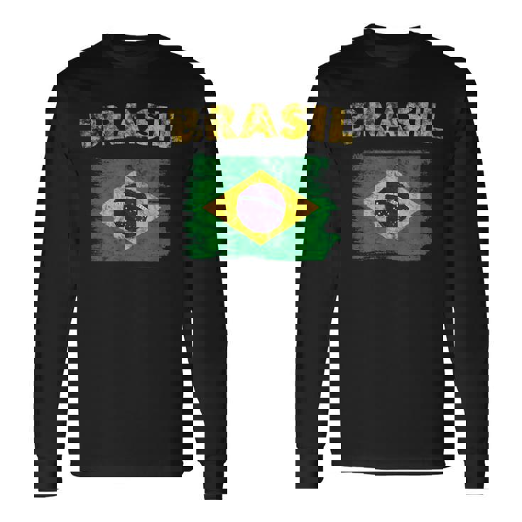 ブラジルの国旗 Brasil 長袖Tシャツ