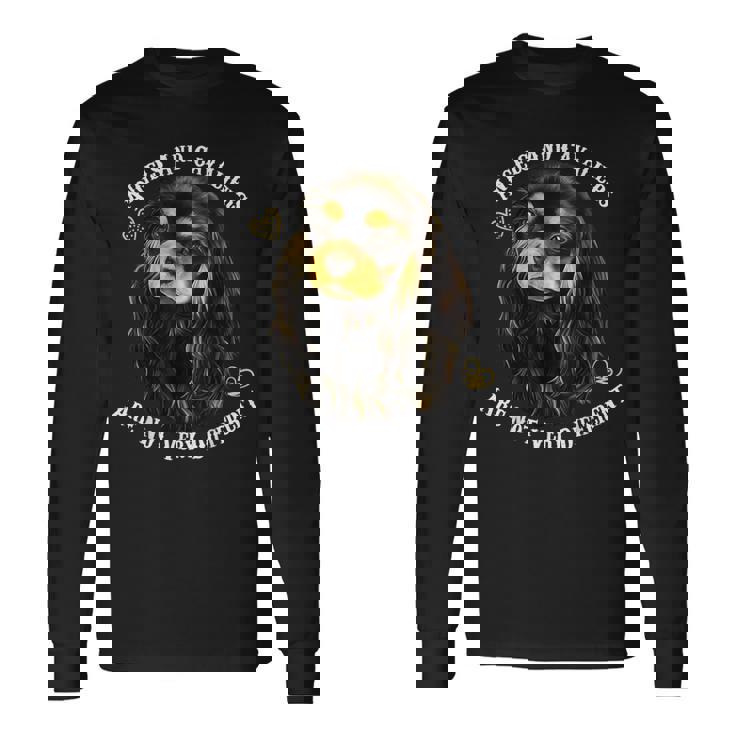 ブラックとタン、キャバリアキングチャールズ・スパニエル 長袖Tシャツ