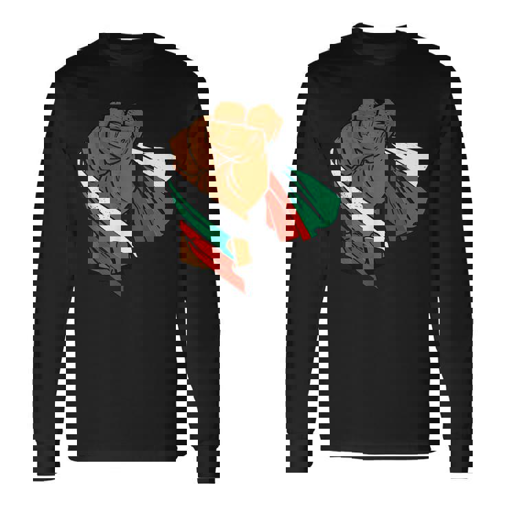 ブルガリア 国旗 パワーハンドフィスト ブルガリアルーツ ブルガリアプライド 長袖Tシャツ