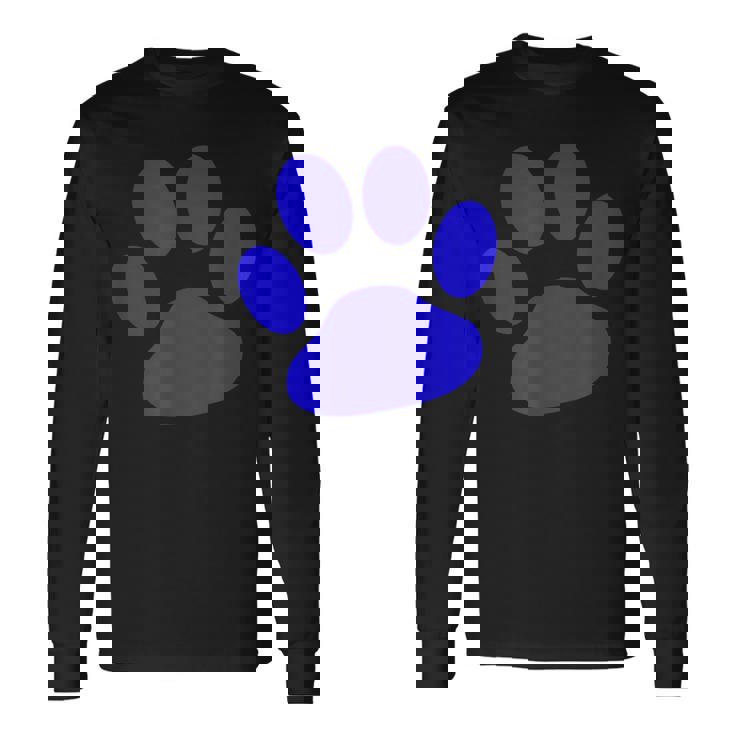 ブルー 肉球 プリント T シャツ 長袖Tシャツ