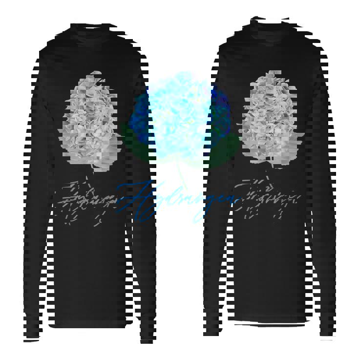 ブルーパープルアジサイフラワーレトロガーデナーアート 長袖Tシャツ ギフトのアイデア