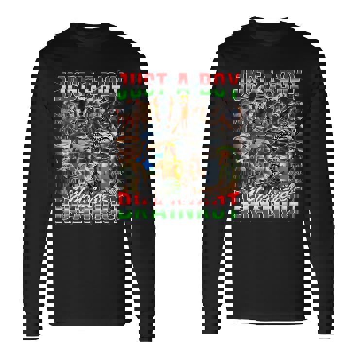 ブレインロットが大好きな少年 オールイタリアンブレインロットミーム 長袖Tシャツ