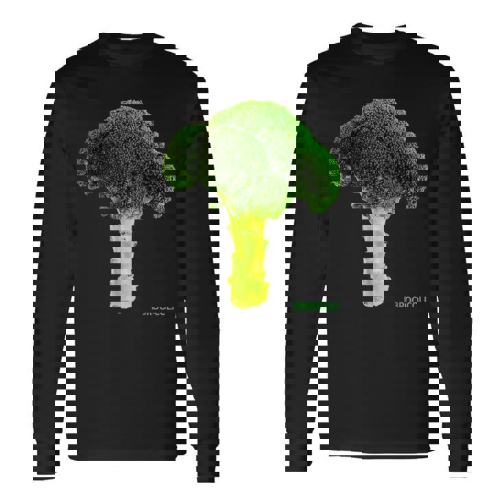 ブロッコリー 大 写真 & 文字 Broccoli Big Photo & Text 長袖Tシャツ