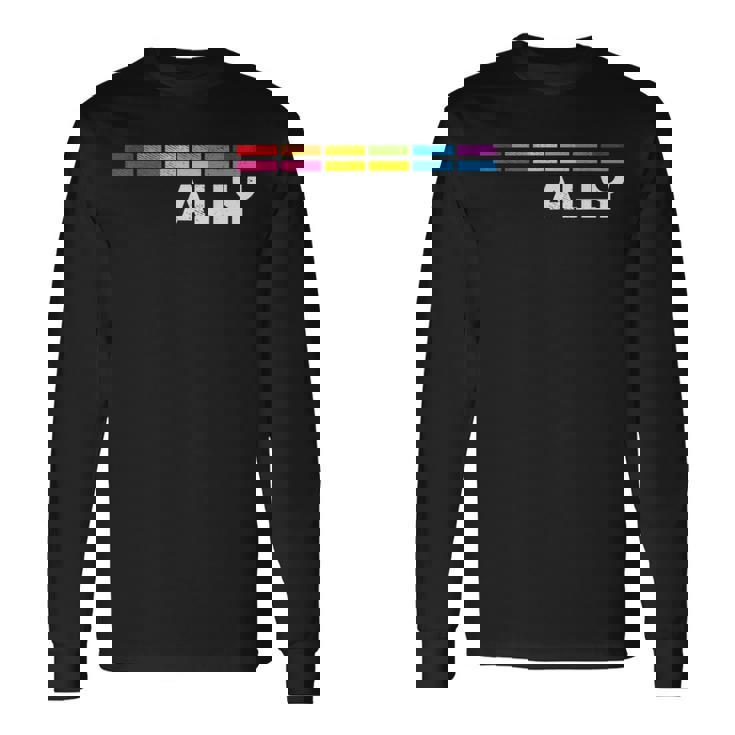 プラウドアライlgbtゲイ平等lgbtqプライドパンセクシャルパンフラッグ 長袖Tシャツ