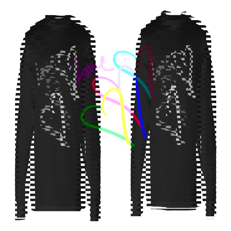 プレッピー パステル キドコア ハート レインボー ラブ バレンタイン 長袖Tシャツ