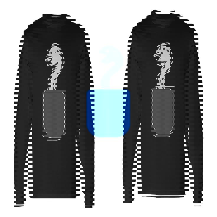 ヘビ 蛇（巳年）《いん ざ ポケット》ワンポイント 胸【どうぶつ フレンズ】動物 ポップ かわいい イラスト 長袖Tシャツ