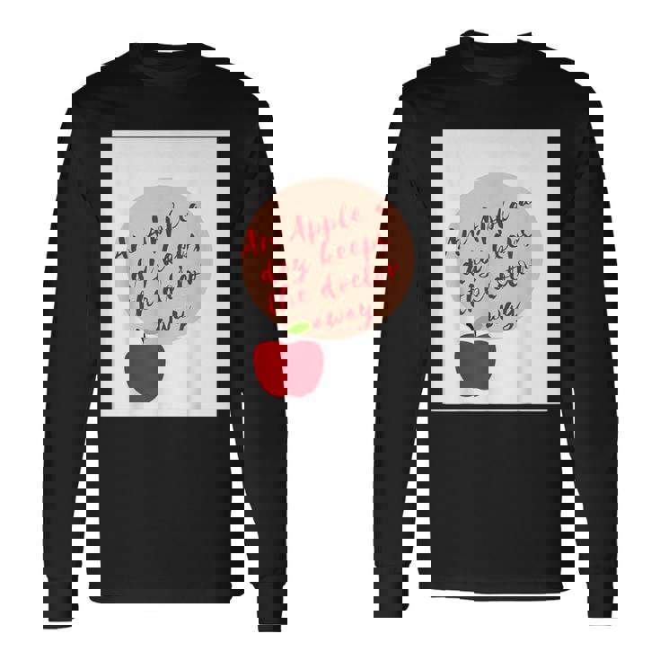 ヘルシーシャツアップル 最新 医者を遠ざける 長袖Tシャツ