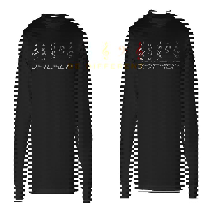 ヘ音記号を ミュージシャン Be Different 長袖Tシャツ