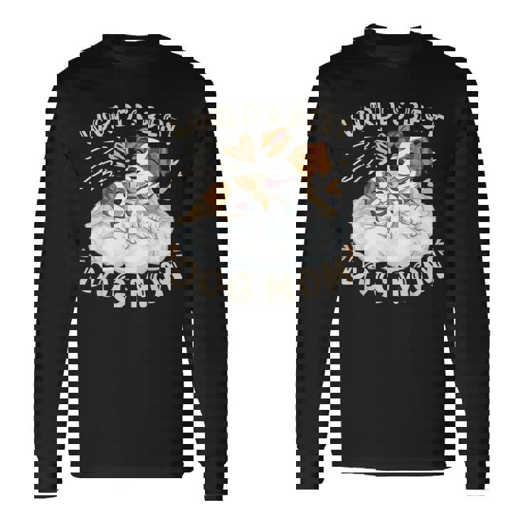 ベスト・ドッグ・ママ、子犬とジャック・ラッセル・テリア 長袖Tシャツ